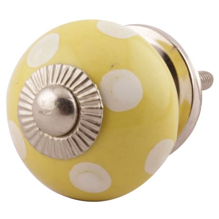 Yellow Dotted Small Ceramic Cabinet Knobs